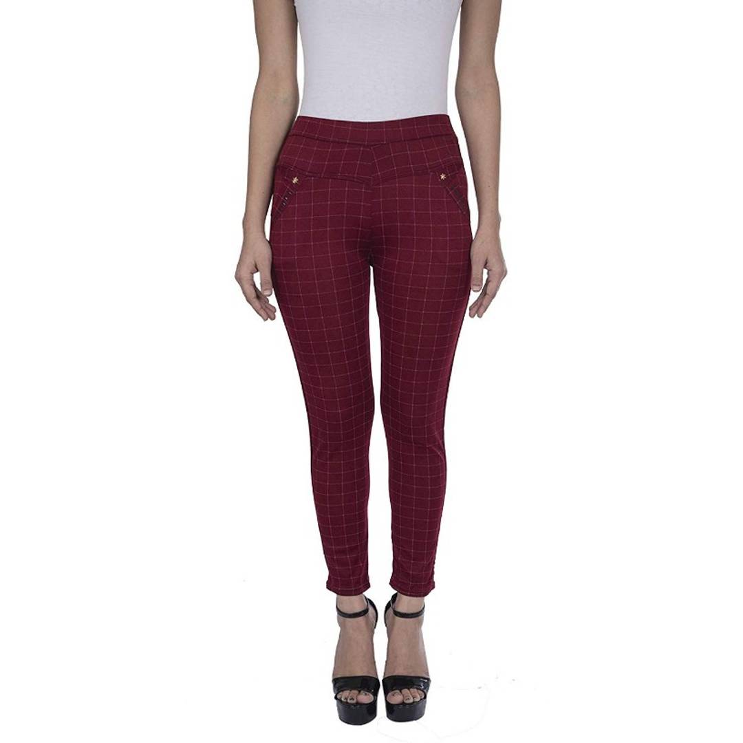 womens designer check pants